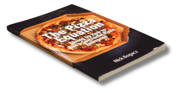 The Pizza Equation Book" by Nick Bogacz, featuring an alluring pizza image on its cover, expertly delves into the inspiring link between passion and business success.