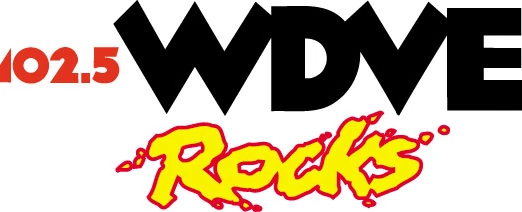 The image displays the logo with "102.5 WDVE" prominently in bold, while "Rocks" is rendered in a stylized yellow and red font beneath it, proudly showcasing its sponsors.