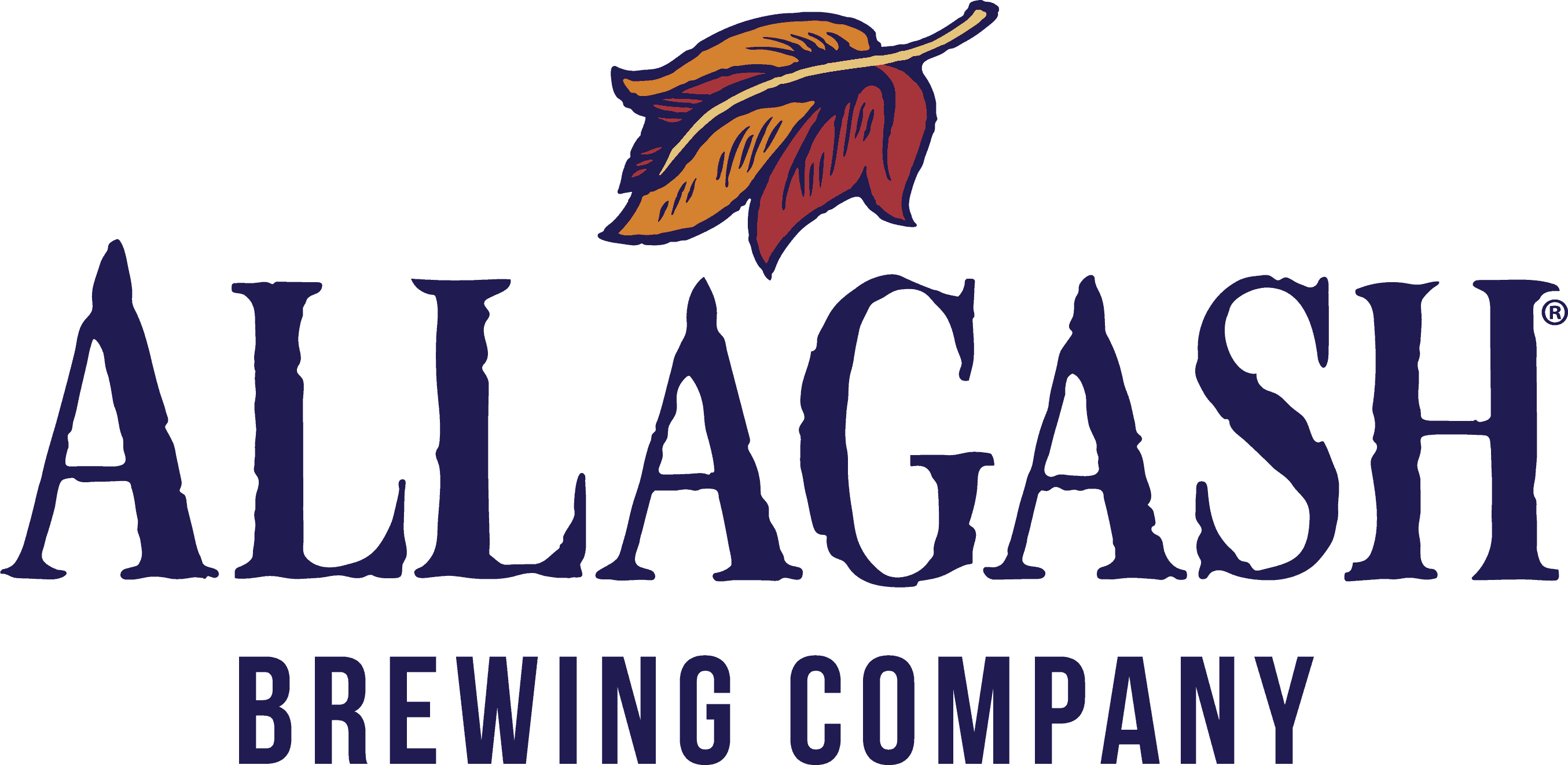 Logo of Allagash Brewing Company, featuring stylized text and a leaf design on top, celebrating their commitment as proud sponsors.