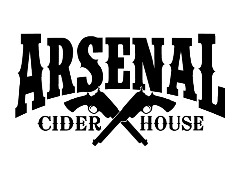 Logo with the text "Arsenal Cider House" and two crossed pistols beneath "Arsenal," proudly highlighting our commitment as community sponsors.
