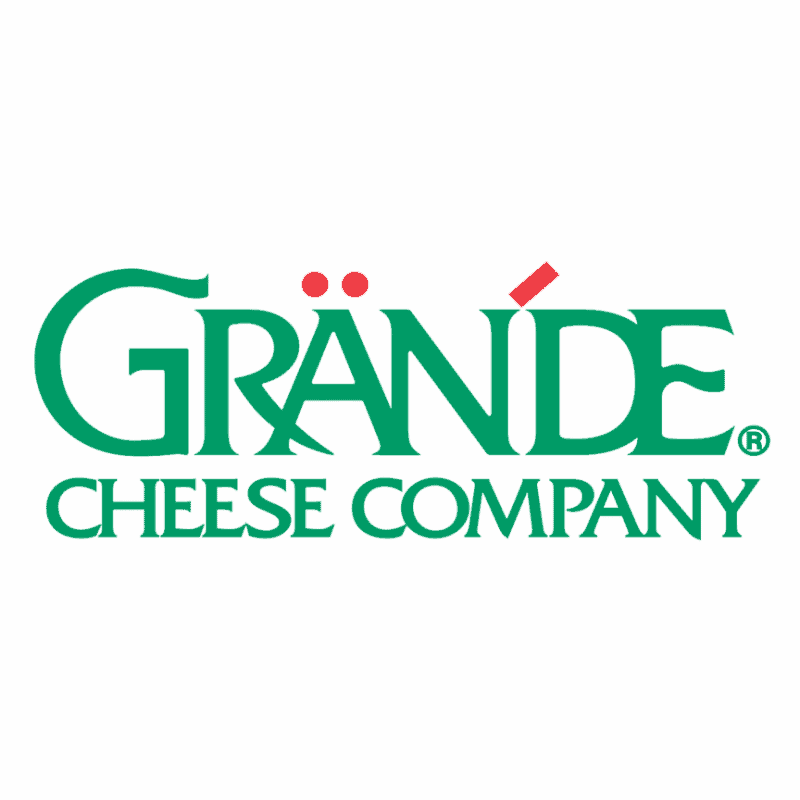 Logo of Grande Cheese Company, proudly showcasing green text and red accent marks over the "A" and "D," representing its commitment as sponsors of quality and tradition.
